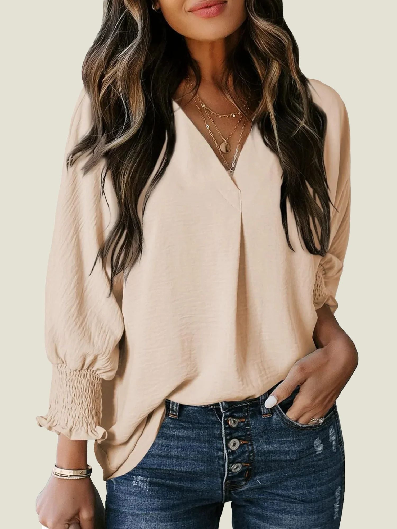 无save活动 售价 21.99原价43.98Women's Casual 3/4 Sleeve V Neck Basic Tops（副本）